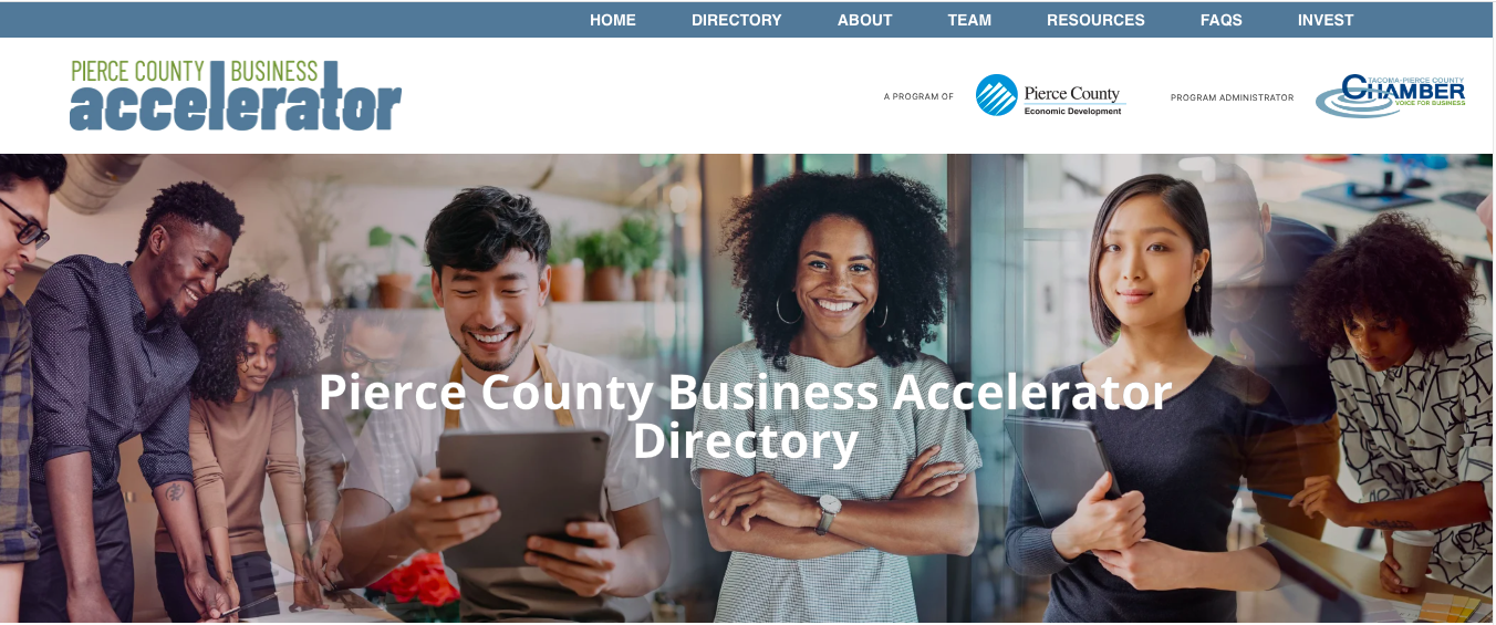 Home page screen shot of directory